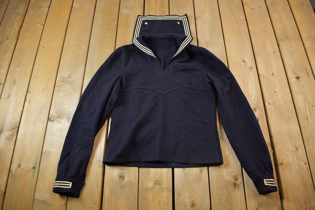 Vintage 1940s Navy Wool WW2 Pull Over Marine Unifrom Jacket