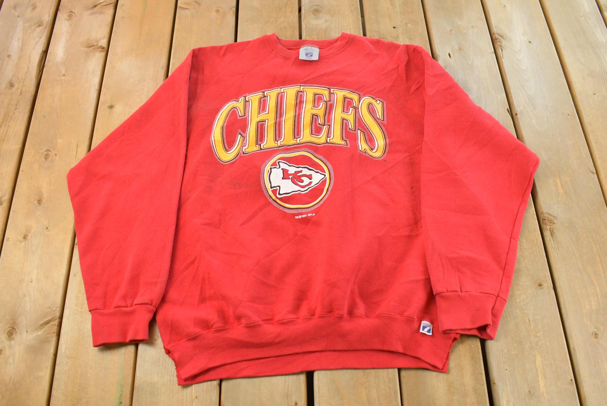 Vintage 1990s Kansas City Chiefs Crewneck Sweatshirt Men's XL / 90s NFL Football / Sportswear / Gridiron / Logo 7 / Made in USA