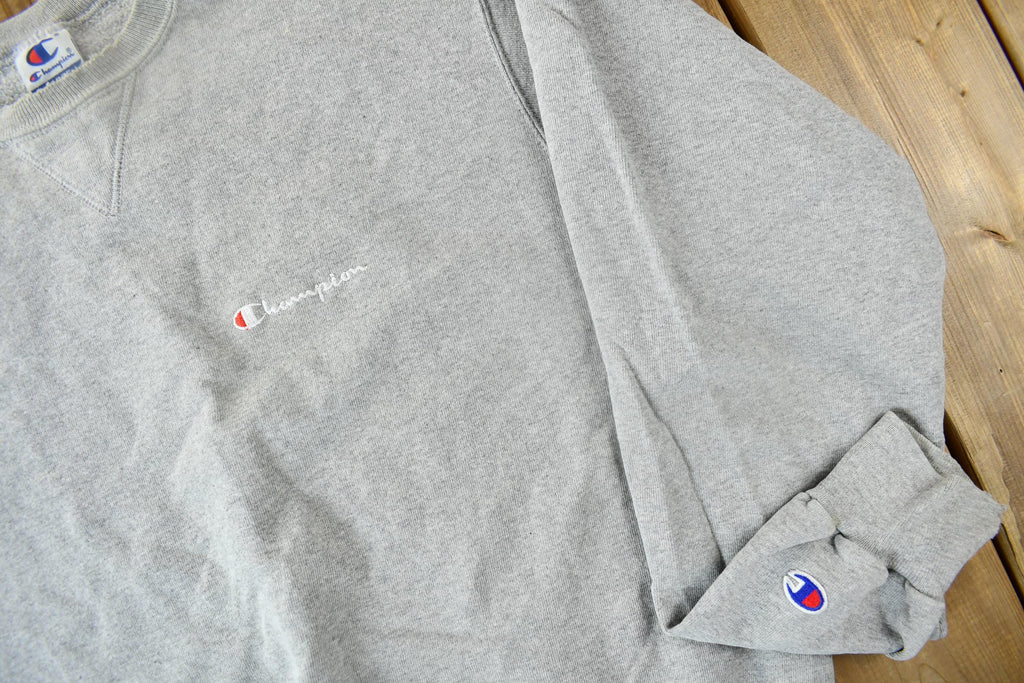 Vintage 1990s Champion Mini Logo Grey Crewneck Sweatshirt