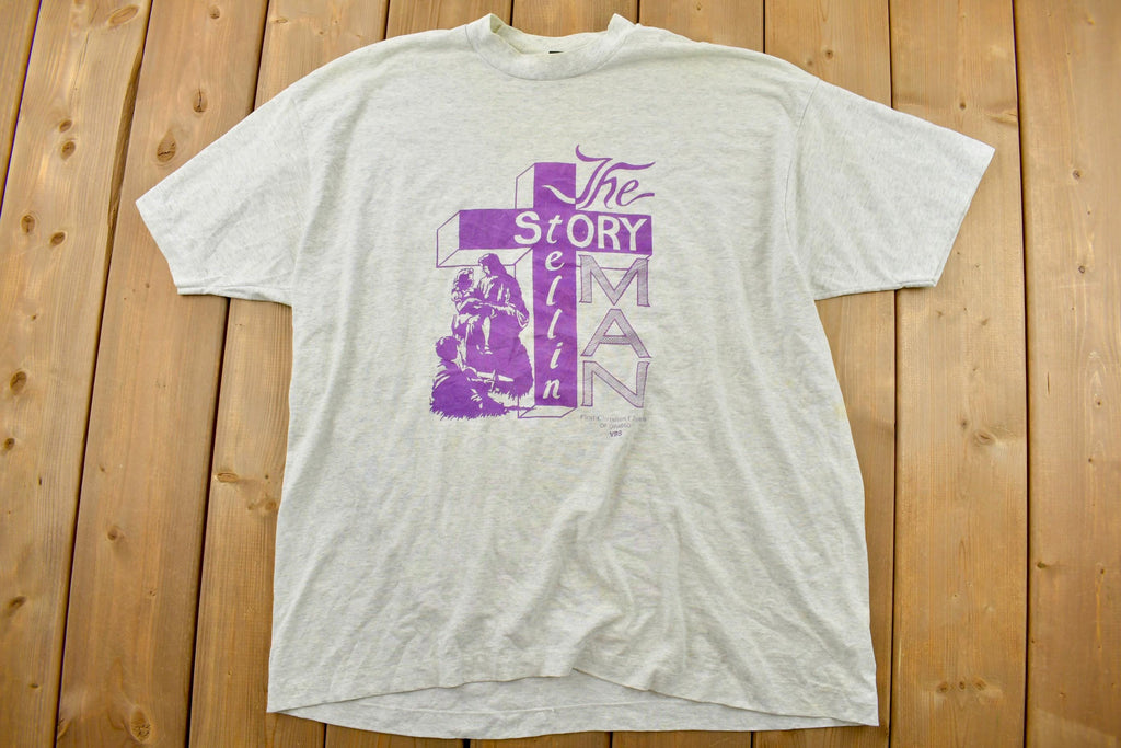 Vintage 1990s The Story Of Man  Jesus Cross  Church  Graphic T-Shirt  Vintage T Shirt  Streetwear  Graphic Tee  Made In USA