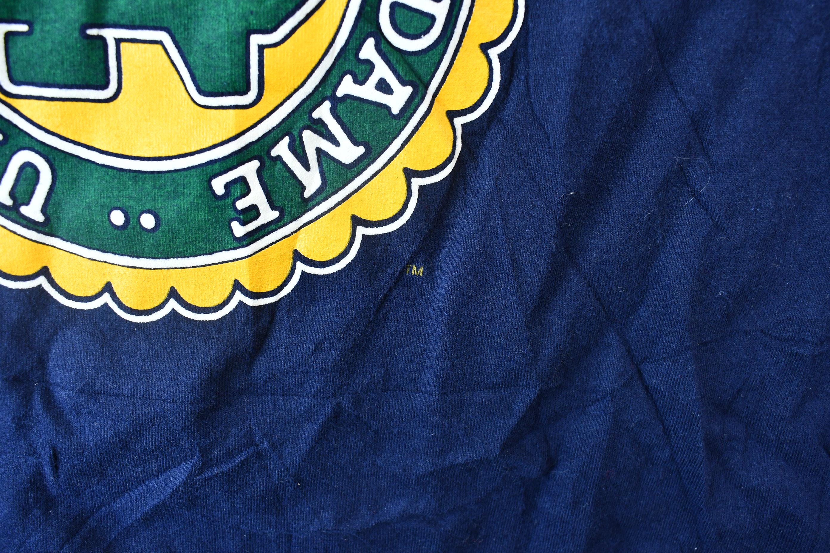 Vintage 1990s University of Notre Dame Collegiate Graphic T-Shirt  Made In USA  Notre Dame Fightin' Irish  American Vintage