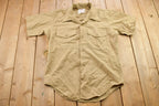Vintage 1990s Blank Beige U.S.M.C. Military Button Up Shirt
