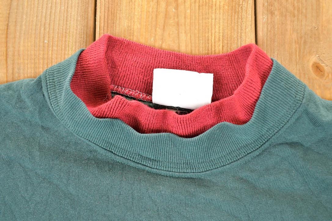 Vintage 1990s Morning Sun Cute Kitty Cat Collared Crewneck Sweatshirt Women's L