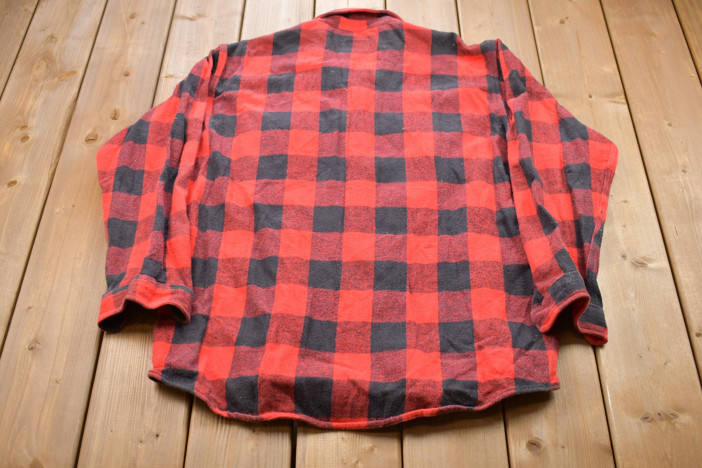 Vintage 1980s Melton Plaid Button Up Shirt