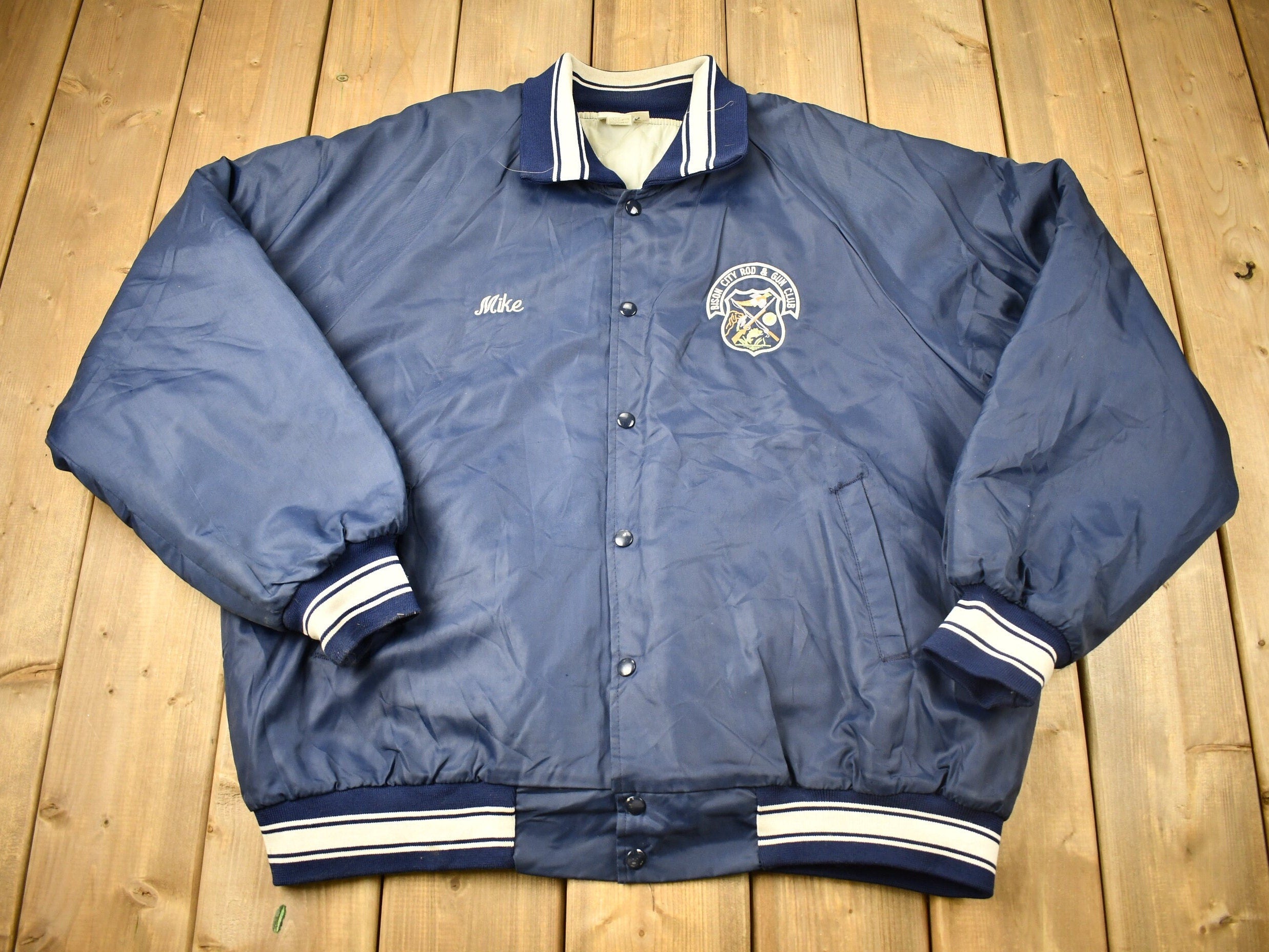 Vintage 1980s Bison City Rod & Gun Club Buffalo NY Satin Jacket