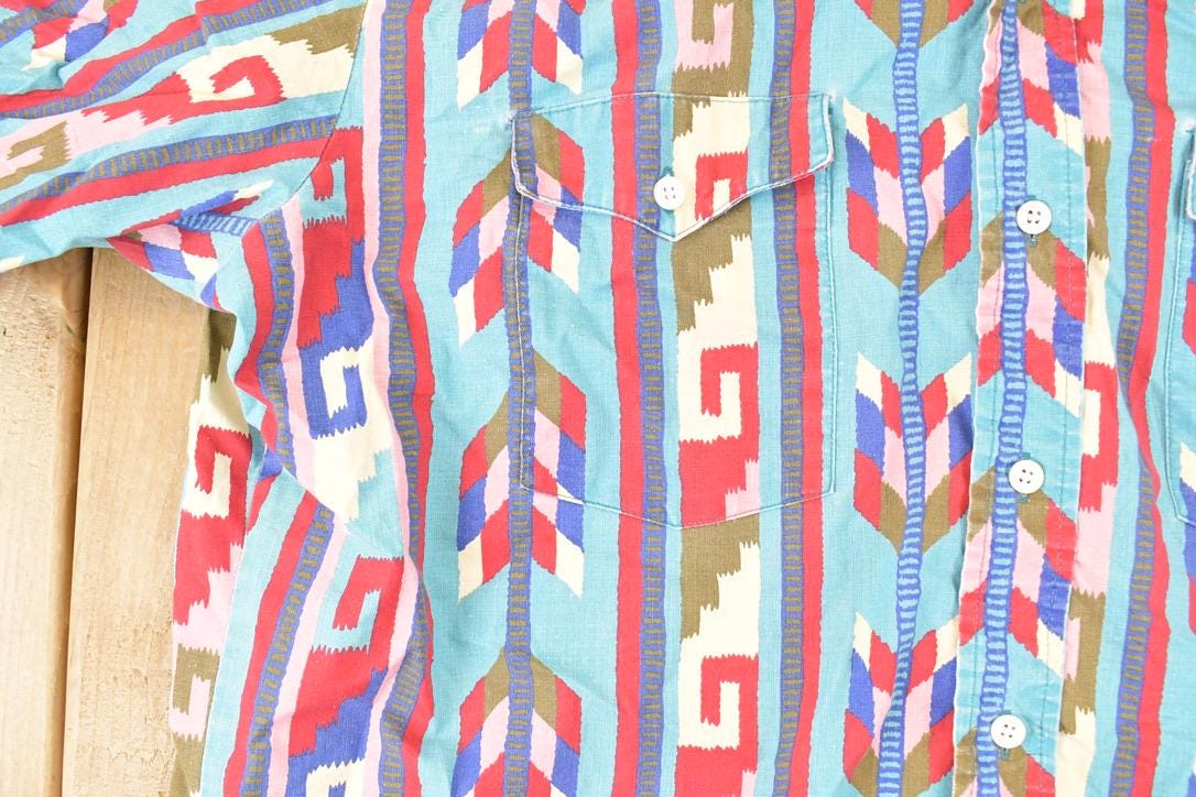 Vintage 1990s Wrangler Western Button Up Shirt Men's L