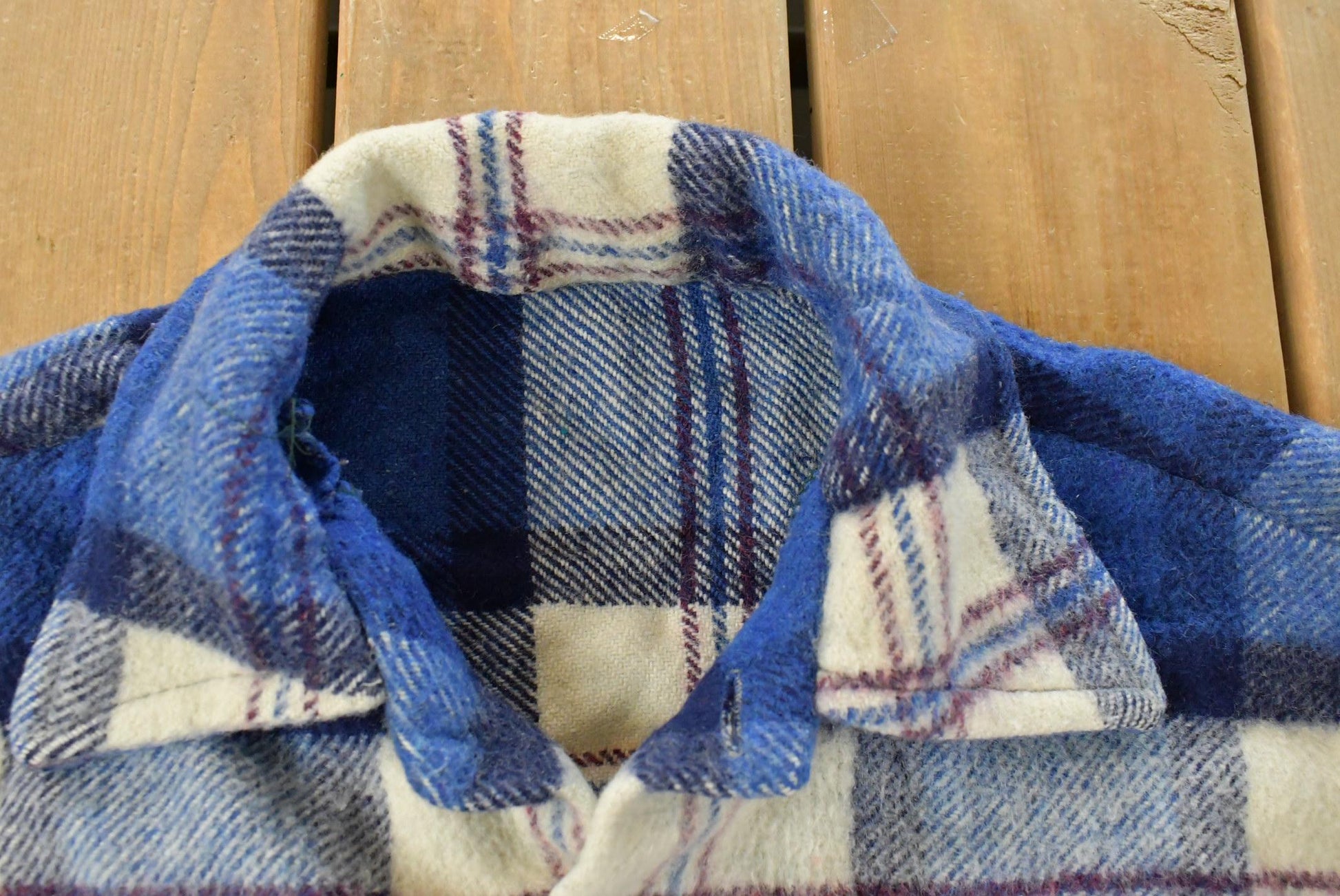 Vintage 1980s Wool Flannel Shirt Jacket Men's Medium / Shacket / 80s Plaid Outdoors / Heavyweight / True Vintage