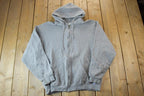 Vintage 1990s Russell Full Zip Blank Grey Hoodie Sweatshirt