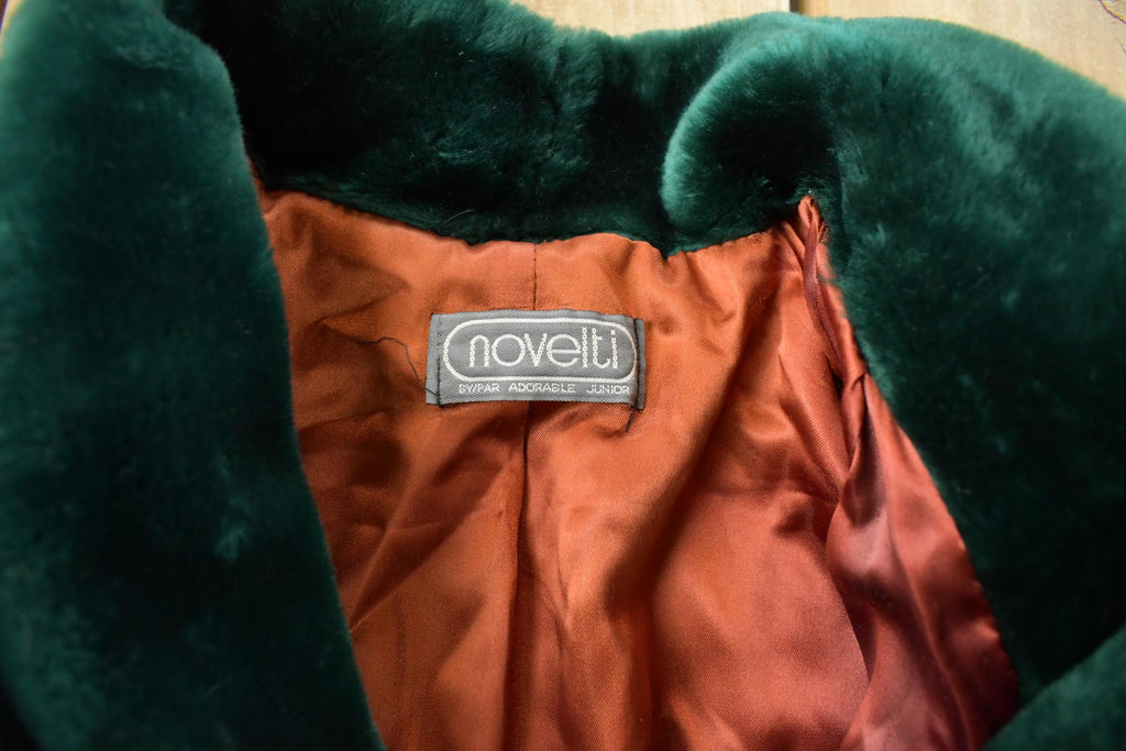 Vintage 1970s Novelti Green Acrylic Faux Fur Coat Women's XL
