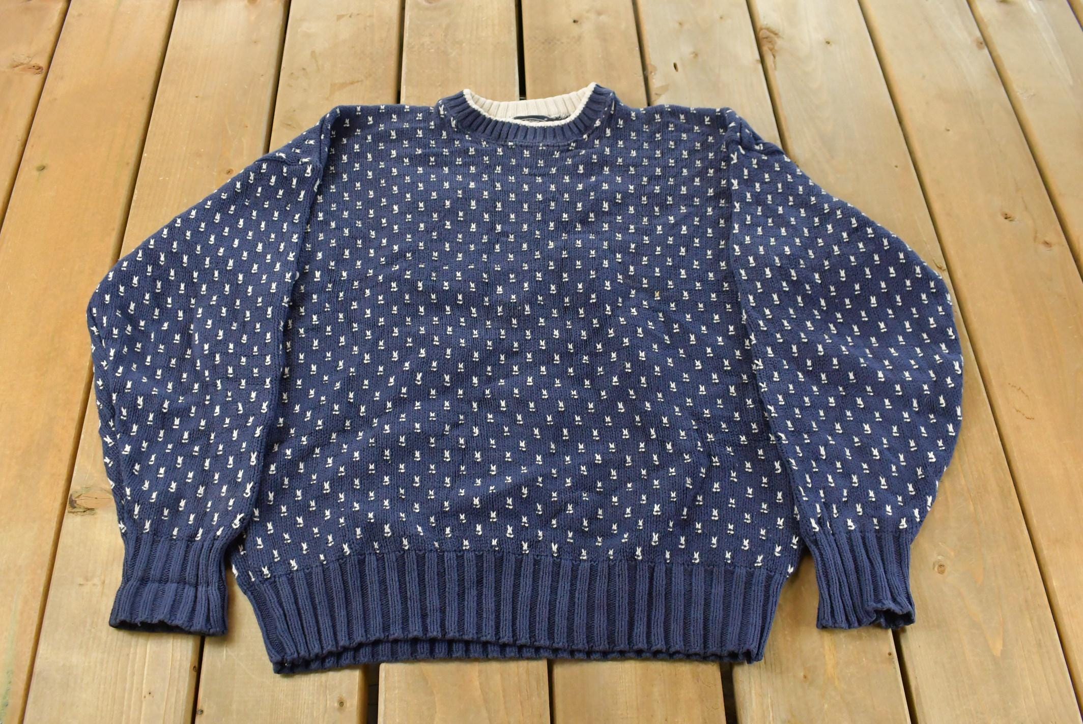 Vintage 1990s Boat House Row Knitted Crewneck Sweater Men's L
