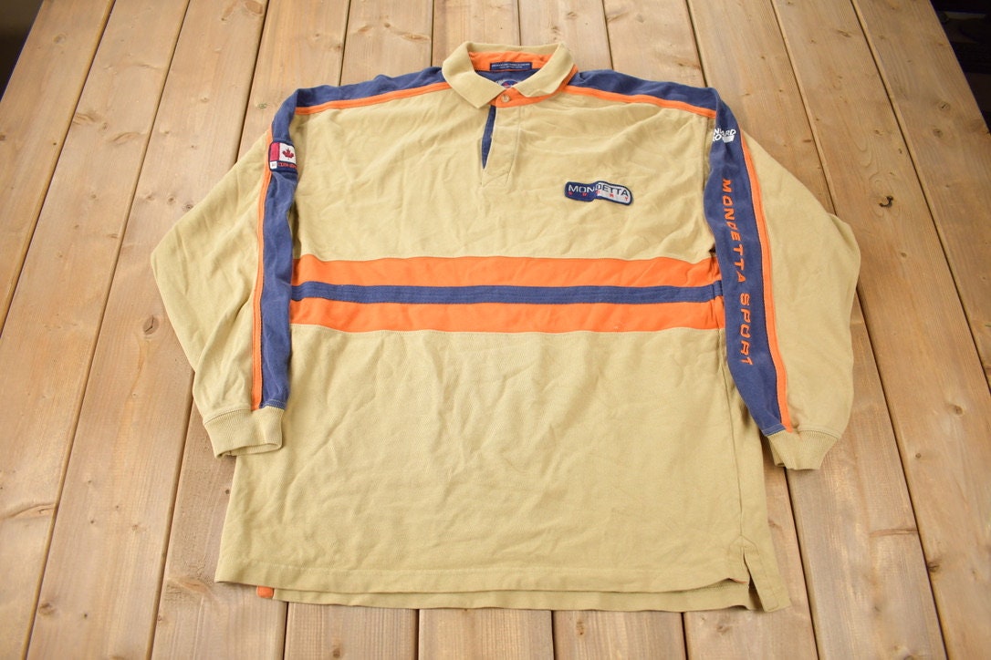 Vintage 1990s Mondetta Sport Embroidered Quarter Button Polo Sweatshirt