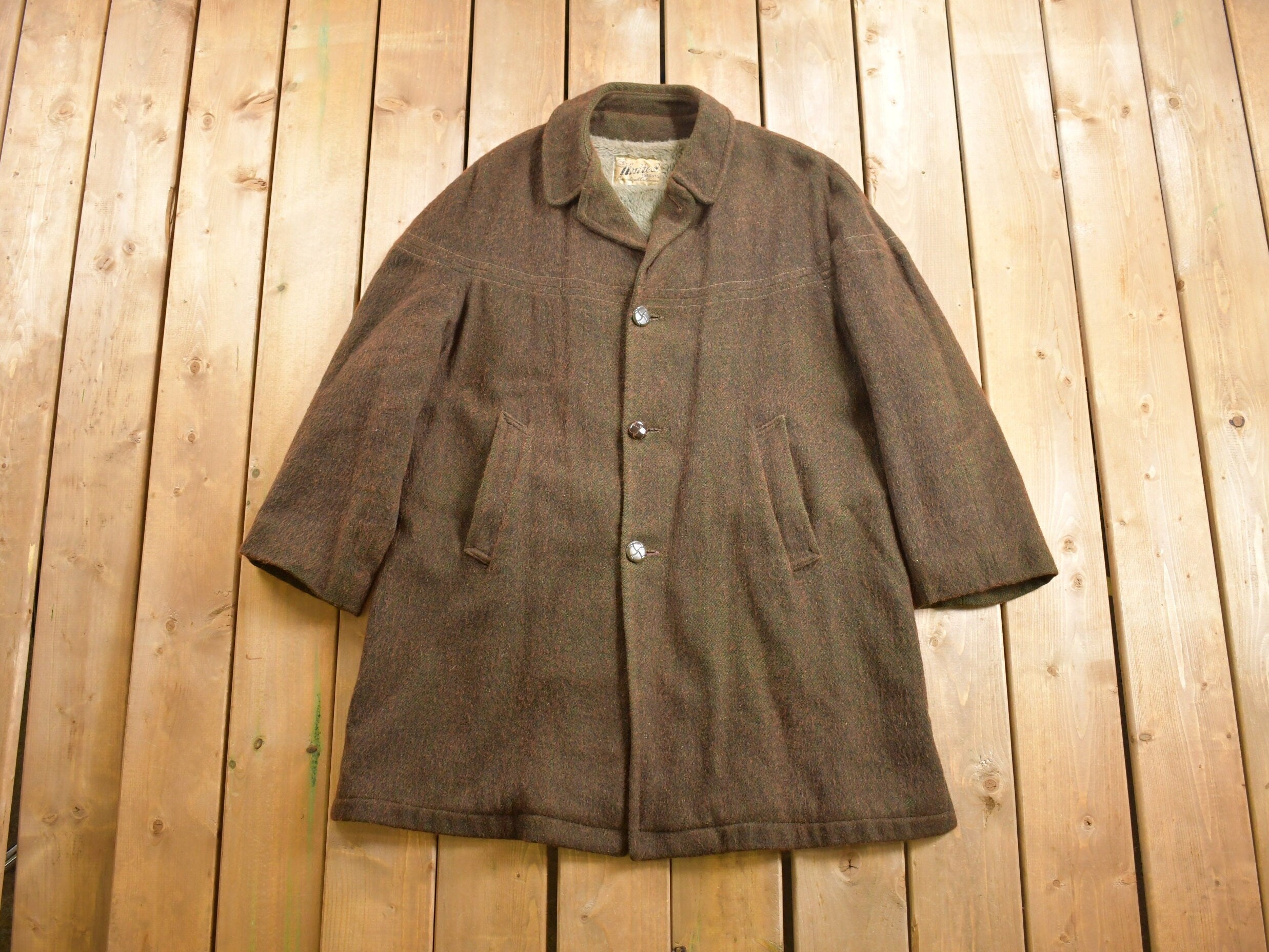 Vintage 1950s United Toronto Full Length Wool Coat Fur Lined