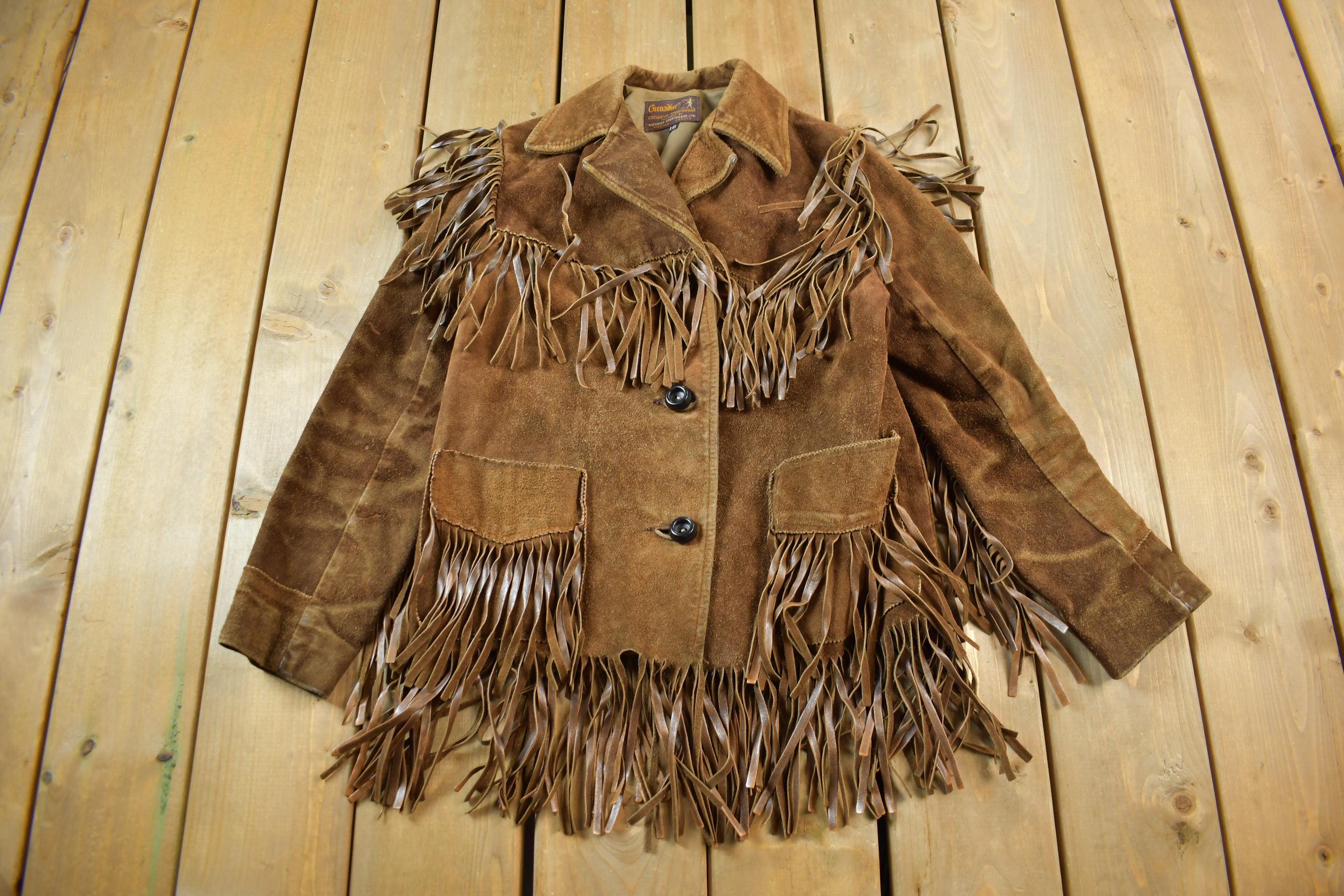 Vintage 1950s Grenadier Exclusive Sportswear Brown Suede Fringe Jacket