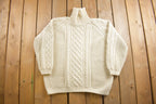 Vintage 1980s Wool Cable Knit Turtle Neck Sweater /