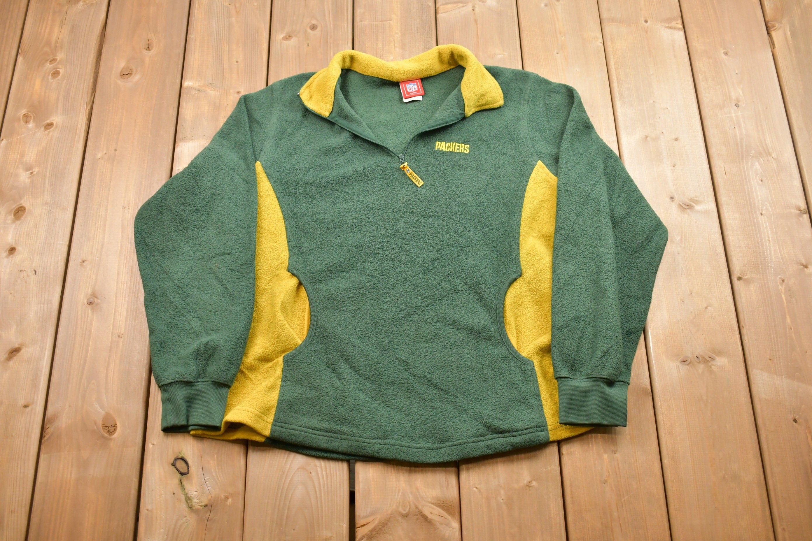 Vintage 1990s Green Bay Packers Quarter Zip Fleece Sweater