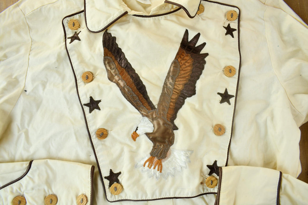 Vintage 1980s Embroidered Eagle Western Style Bib Front Button Up Shirt