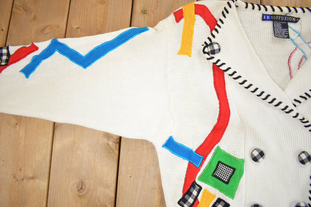 Vintage 1992 I.B. Diffusion Abstract Knitted Sweater Vintage 90s Crewneck