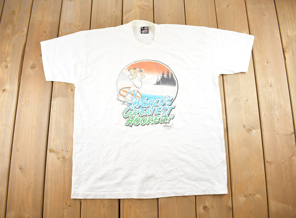 Vintage 1990s Worlds Greatest Hooker Fishing T Shirt