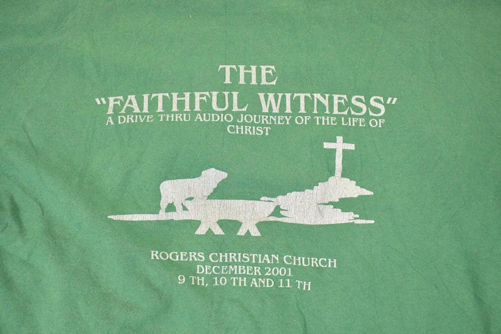 Vintage 1990s The Faithful Witness Christian Church Graphic Print Crewneck Sweatshirt Men's L