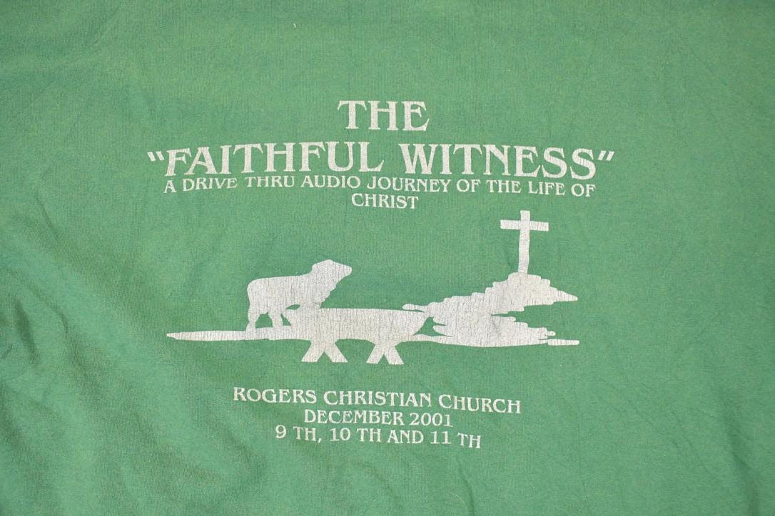 Vintage 1990s The Faithful Witness Christian Church Graphic Print Crewneck Sweatshirt Men's L