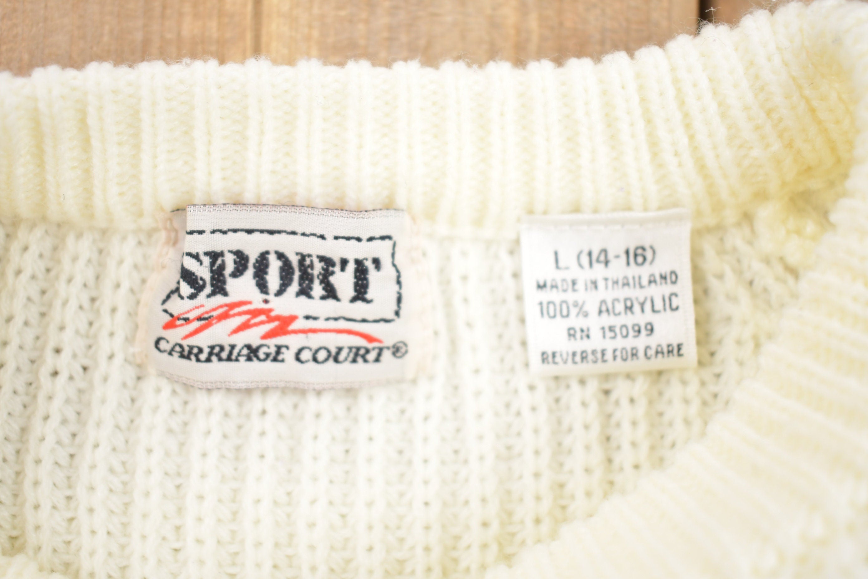 Vintage 1990s Sport Courage Knit Acrylic Crewneck Sweatshirt