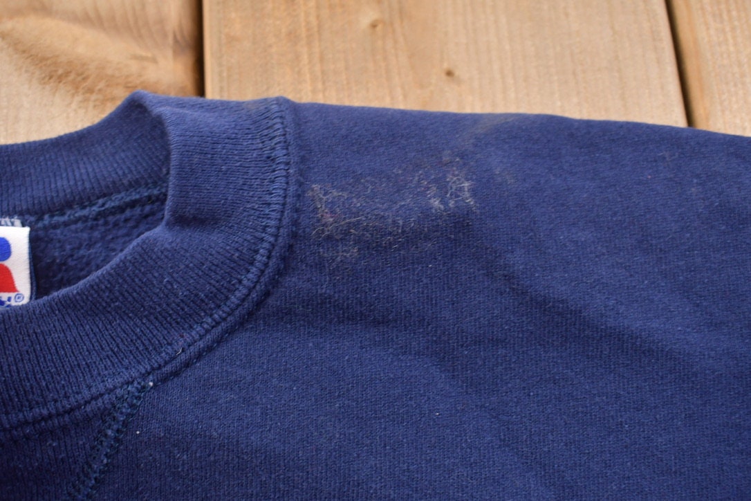 Vintage 1990s Russell Athletics Blank Navy Blue Crewneck Sweatshirt