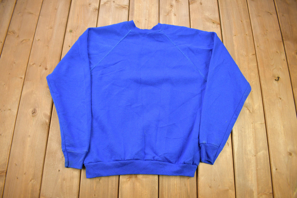 Vintage 1980s Blank Blue Raglan Crewneck Sweatshirt