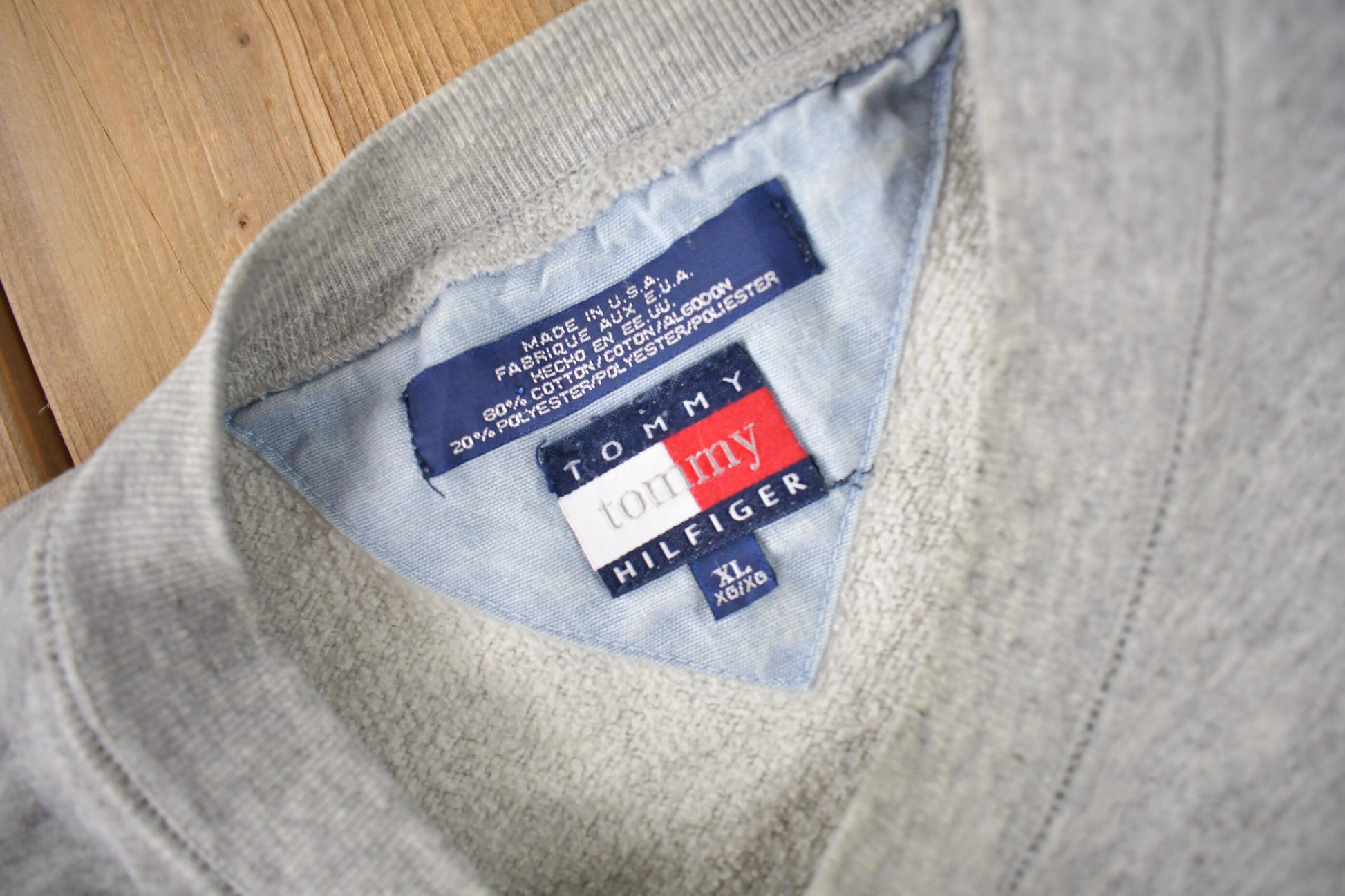 Vintage 1990s Tommy Hilfiger Flag Graphic Crewneck Sweatshirt Made In USA