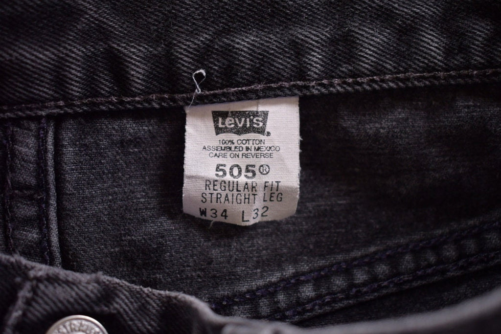 Vintage 1990s Black Levi's 505 Red Tab Denim Jeans Size 32 x 31.5