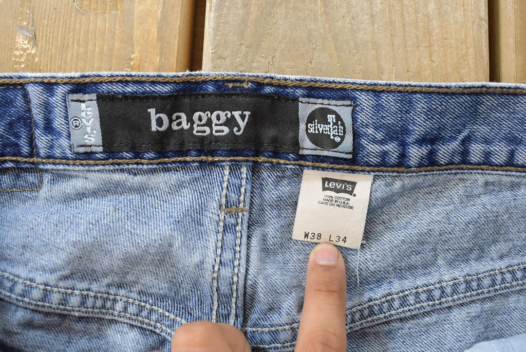 Vintage 1990s Levi Silver Tab Baggy Fit Denim Blue Jeans Men's 37 x 33.5 / 90s Silvertabs / Streetwear / Baggy Jeans / Made in USA