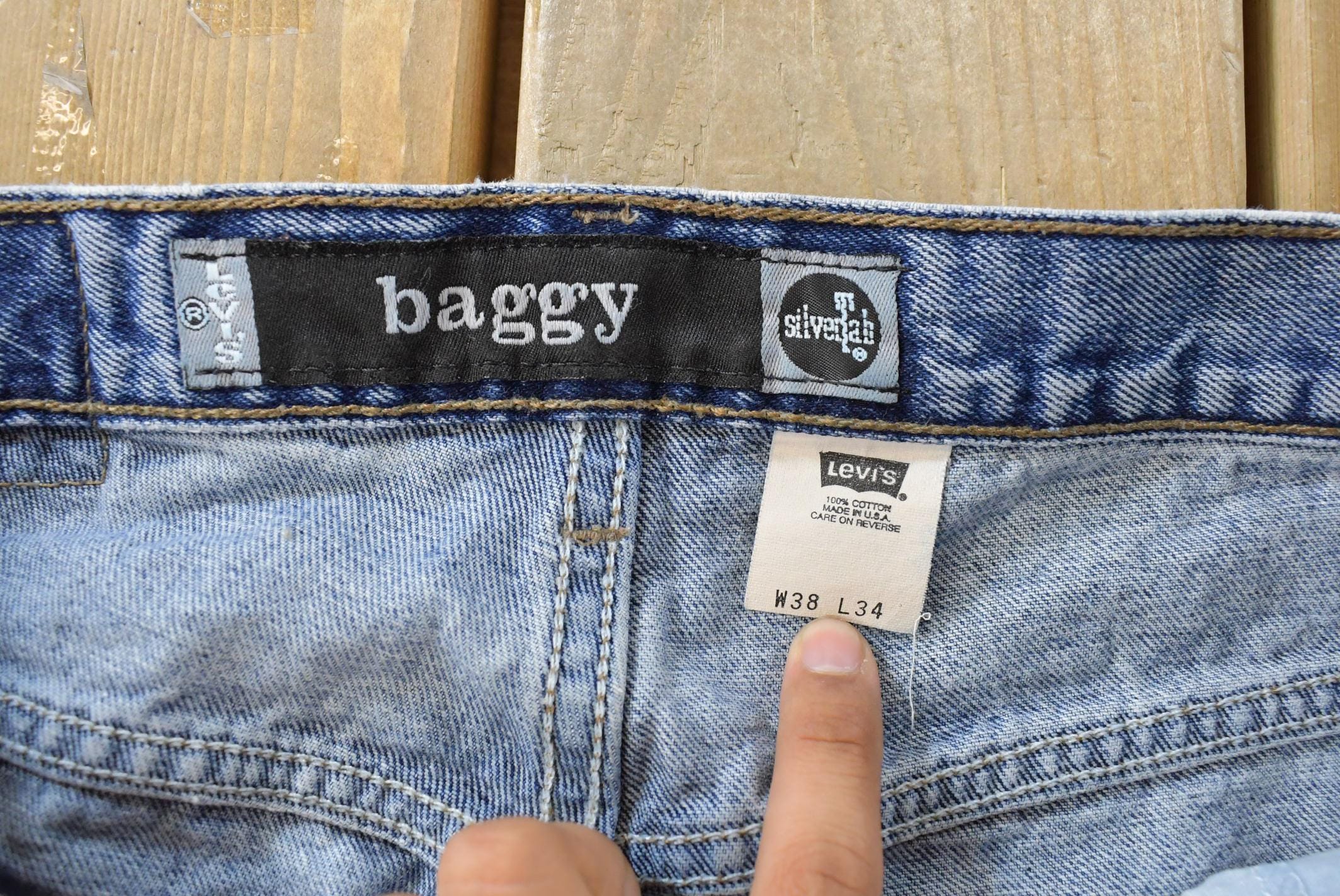 Vintage 1990s Levi Silver Tab Baggy Fit Denim Blue Jeans Men's 37 x 33.5 / 90s Silvertabs / Streetwear / Baggy Jeans / Made in USA