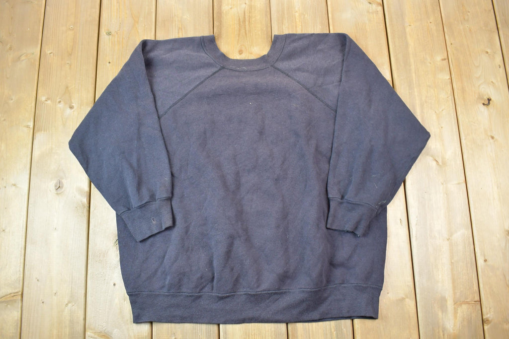 Vintage 1990s Distressed Faded Black Blank Crewneck Sweatshirt  90s Crewneck  Made In USA  Streetwear  Embroidered