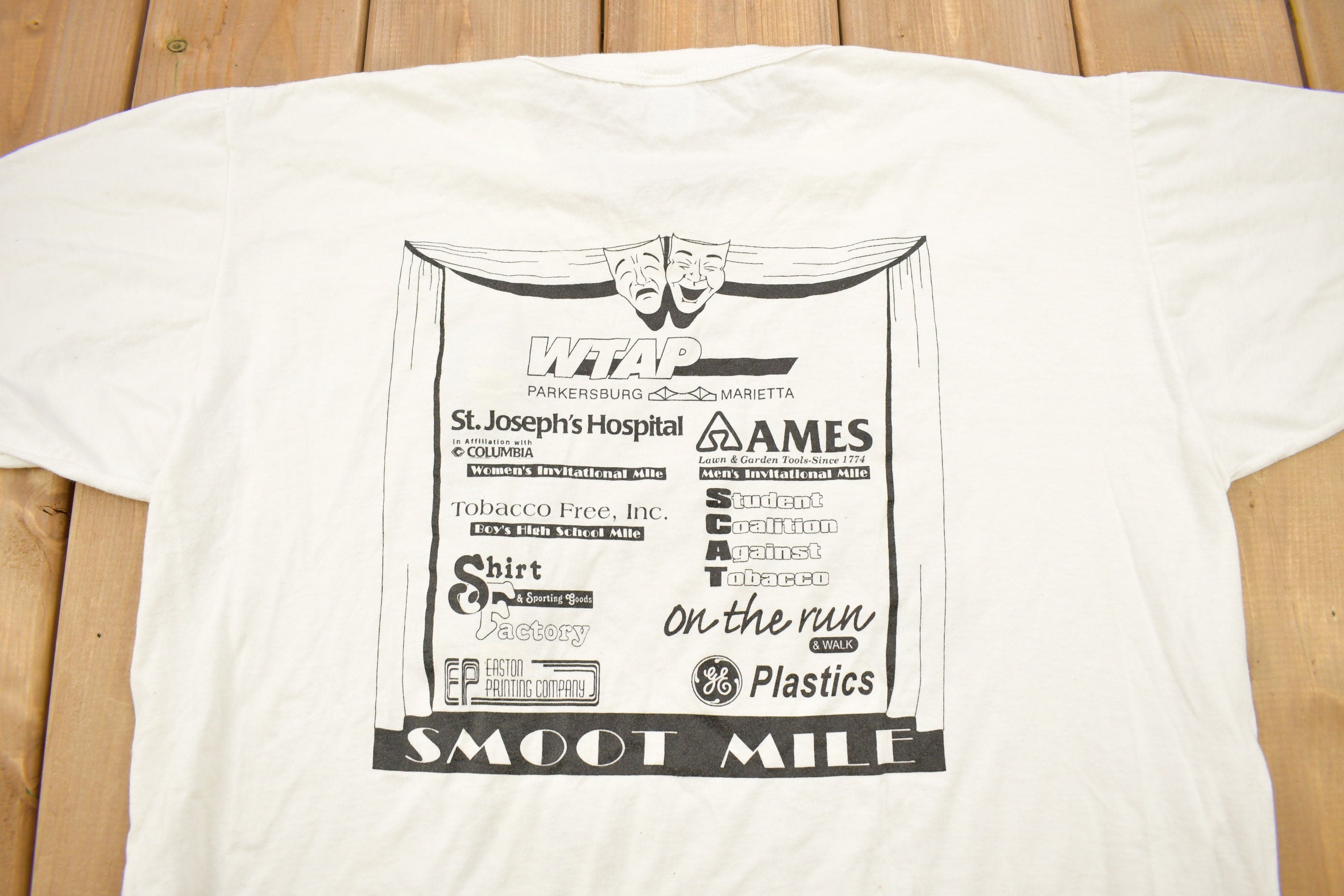 Vintage 1997 Inaugural Smoot Mile Graphic Russell Athletic T Shirt Single Stitch