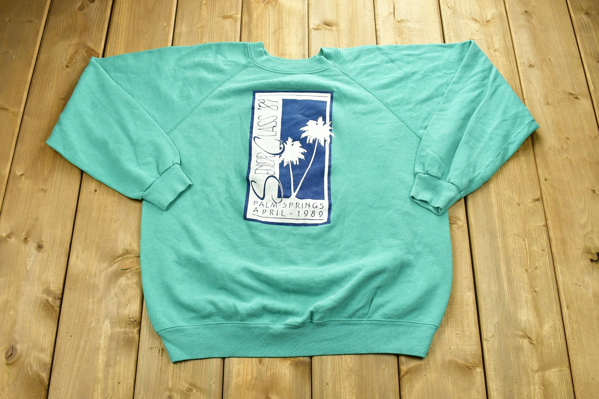Vintage 1989 Palm Springs Senior Class Raglan Crewneck Sweatshirt / 80s Crewneck / Souvenir / Made In USA / Travel And Tourism