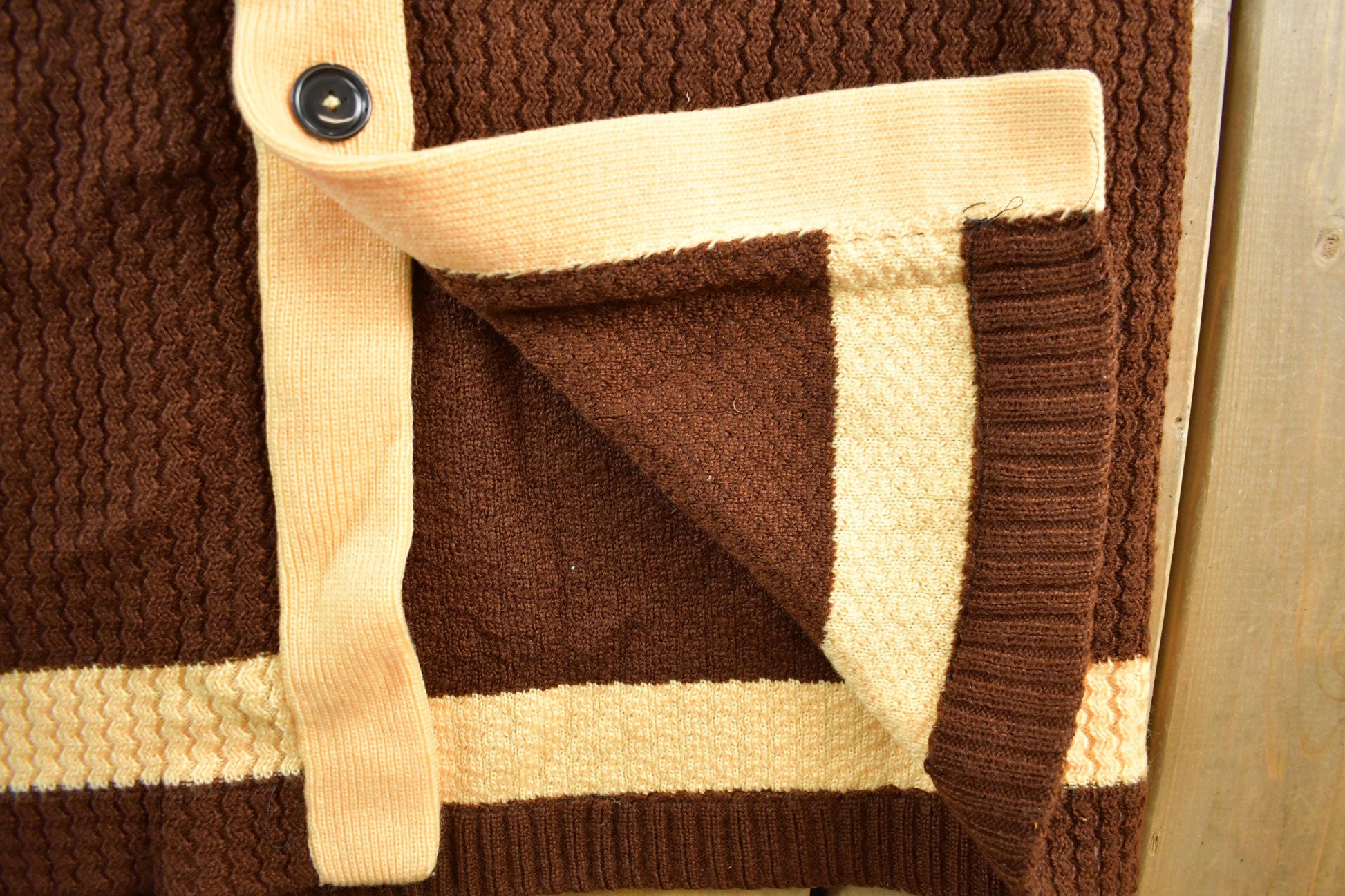 Vintage 1960s Knit Full Length Hooded Long Coat Men's Medium