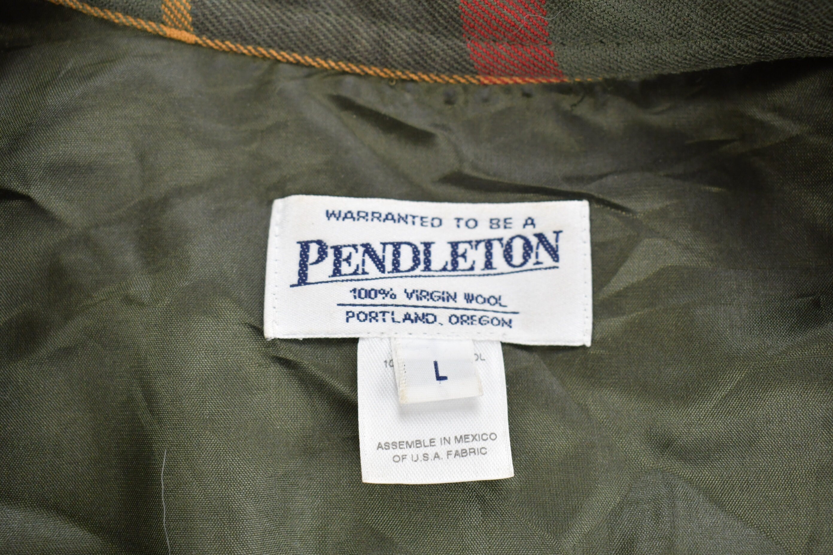 Vintage 1990s Pendleton Plaid Zip Up Rider Shirt