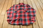 Vintage 1990s Five Brother Plaid Flannel Button Up Shirt Men's 2XL Tall