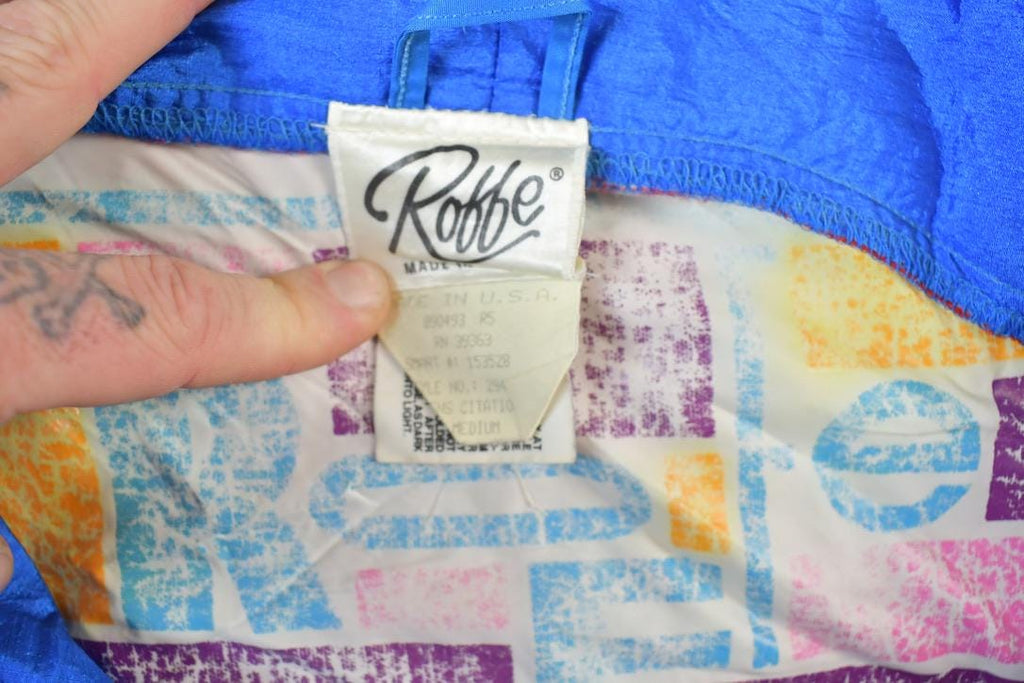 Vintage 1990s Roffe Colour Block Windbreaker Quarter Zip Spring Jacket