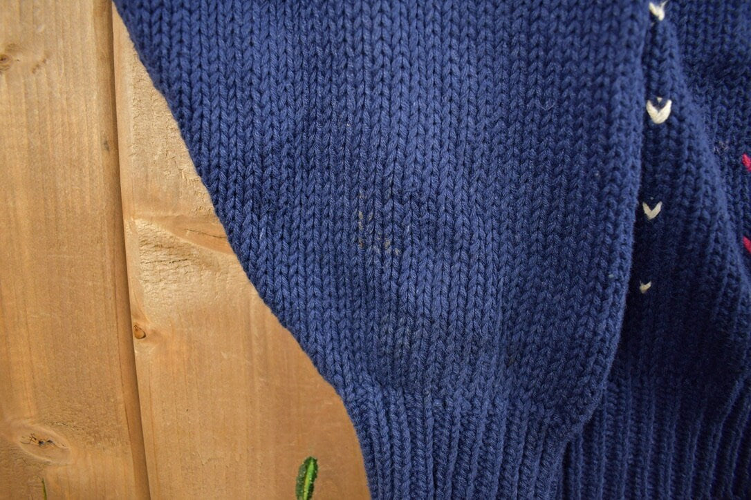 Vintage 1990s Patterned Yoke Knitted Cardigan Sweater