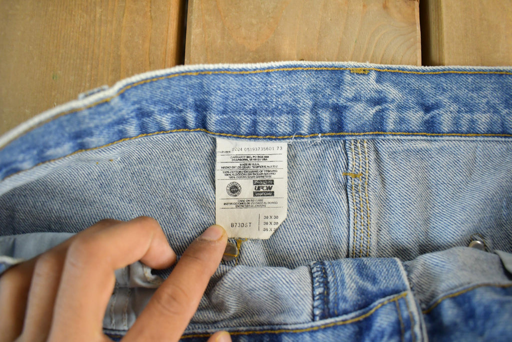 Vintage 1990s Carhartt Distressed Double Knee Denim Work Jeans Adult 34 x 30