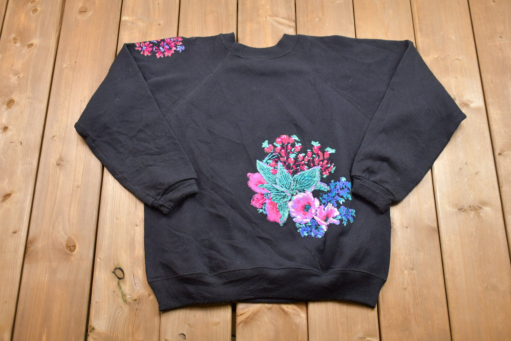 Vintage 1980s Hanes Raglan Floral Crewneck Sweatshirt