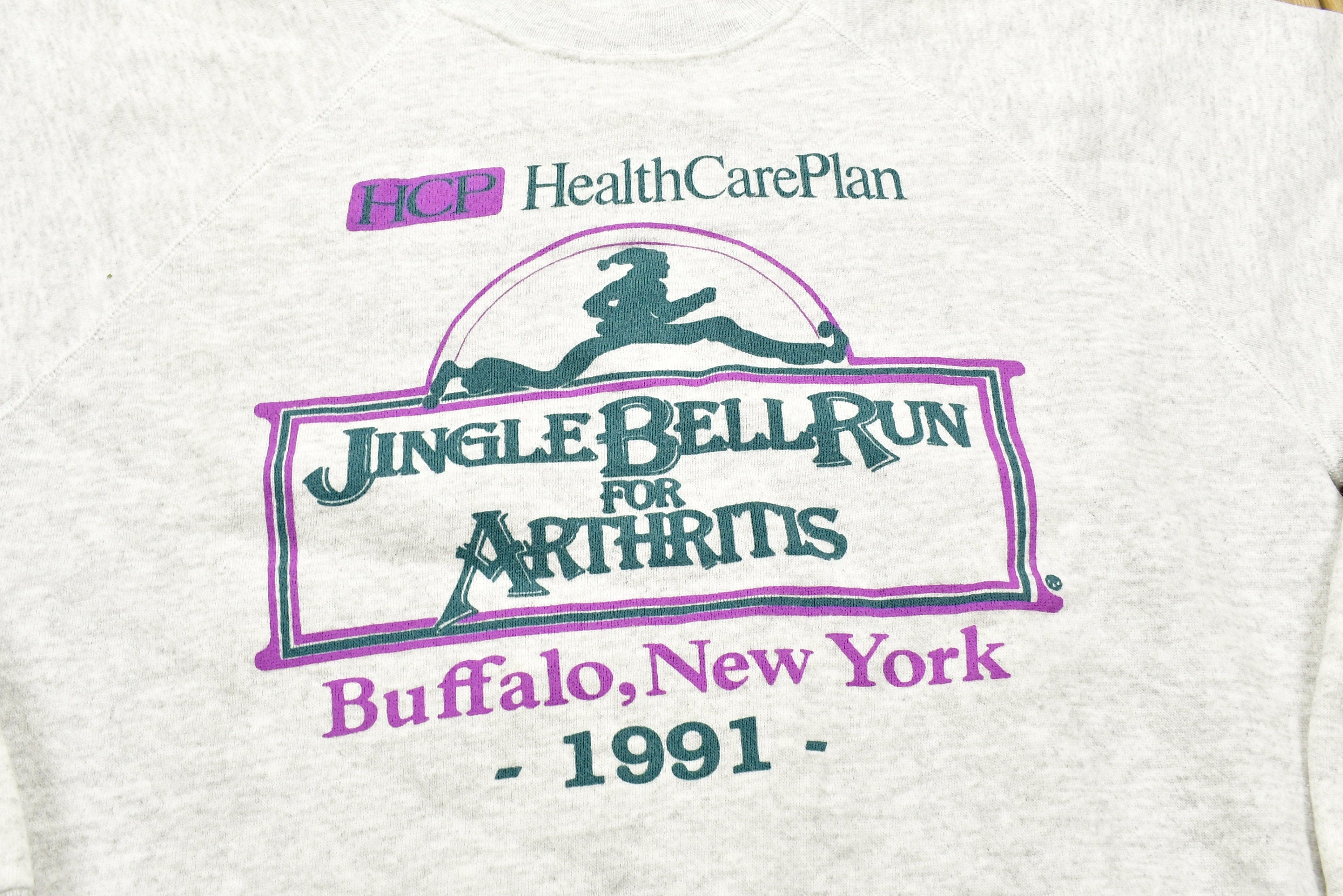 Vintage 1991 Jingle Bell Run For Arthritis Raglan Crewneck Sweatshirt