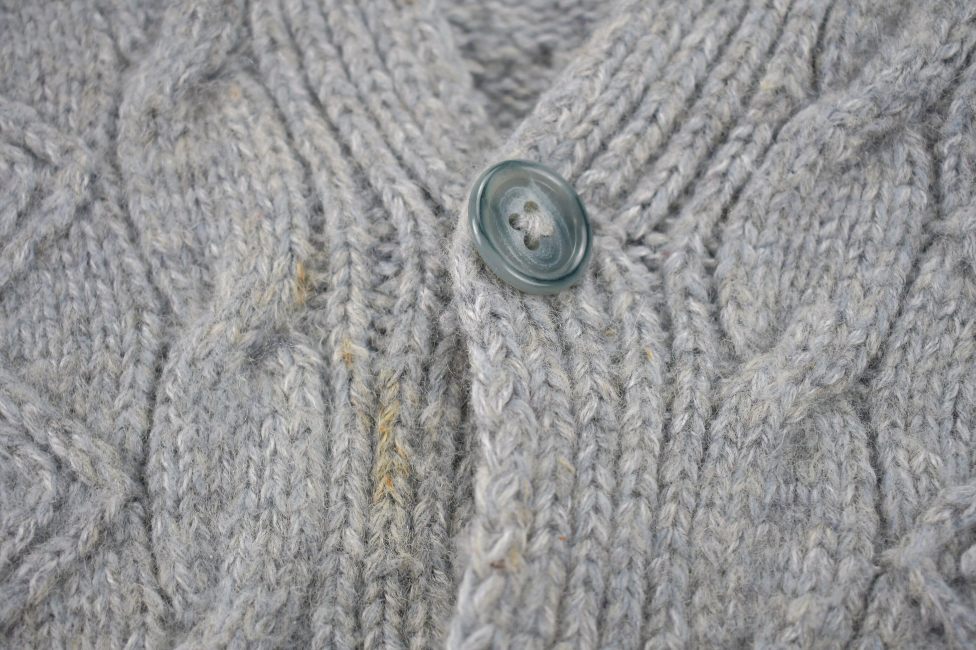 Vintage 1980s 3D Grey Cable Knit Cardigan Sweater