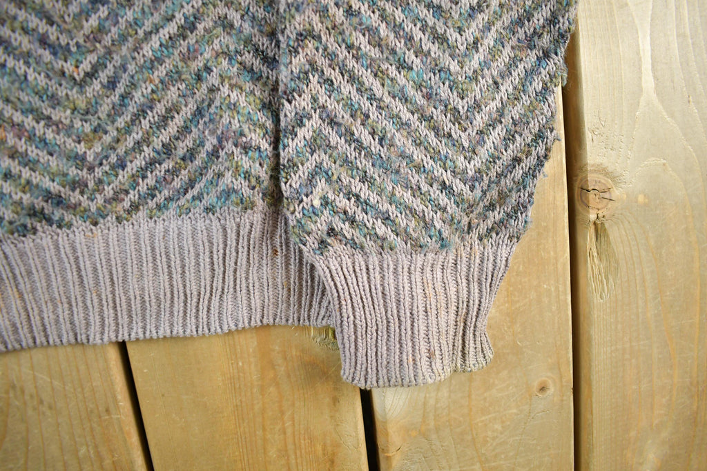 Vintage 90s Knit Crewneck Sweater - Abstract Herringbone Pattern, Mens XL