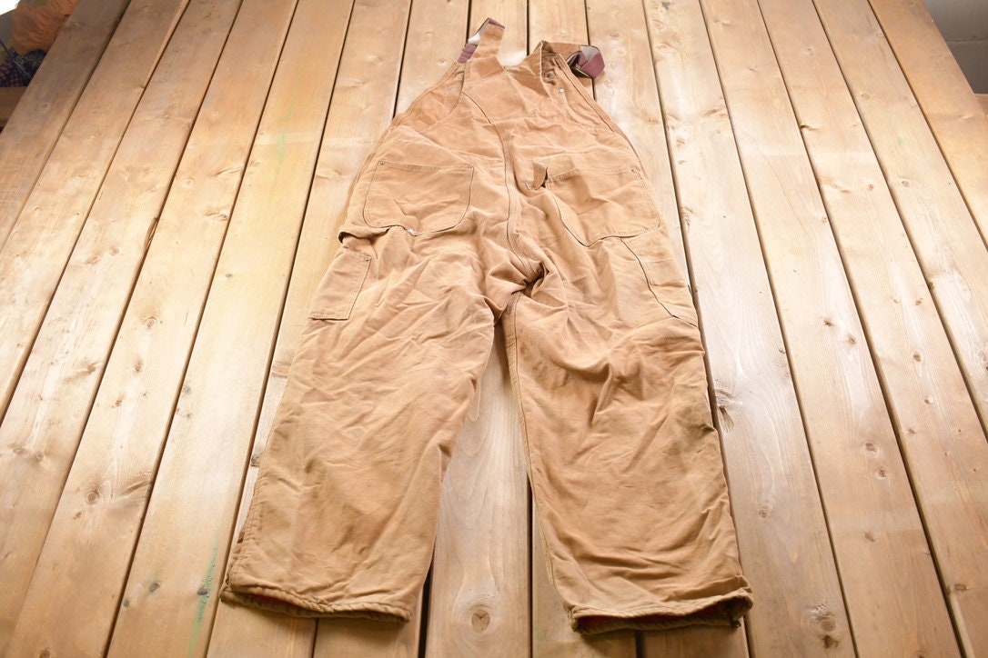 Vintage 1990s Carhartt Double Knee Canvas Overalls Size 42 Large