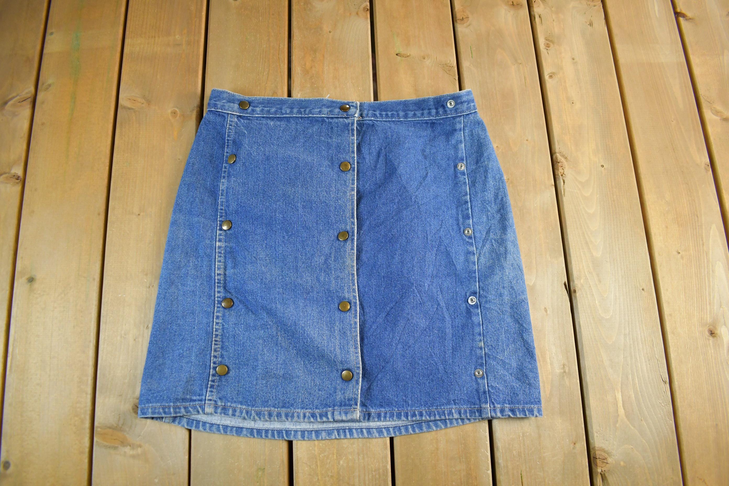 Vintage 1990s Touche Denim Skirt Women's 33  90s Streetwear  Vintage Denim Skirt  Snap Button