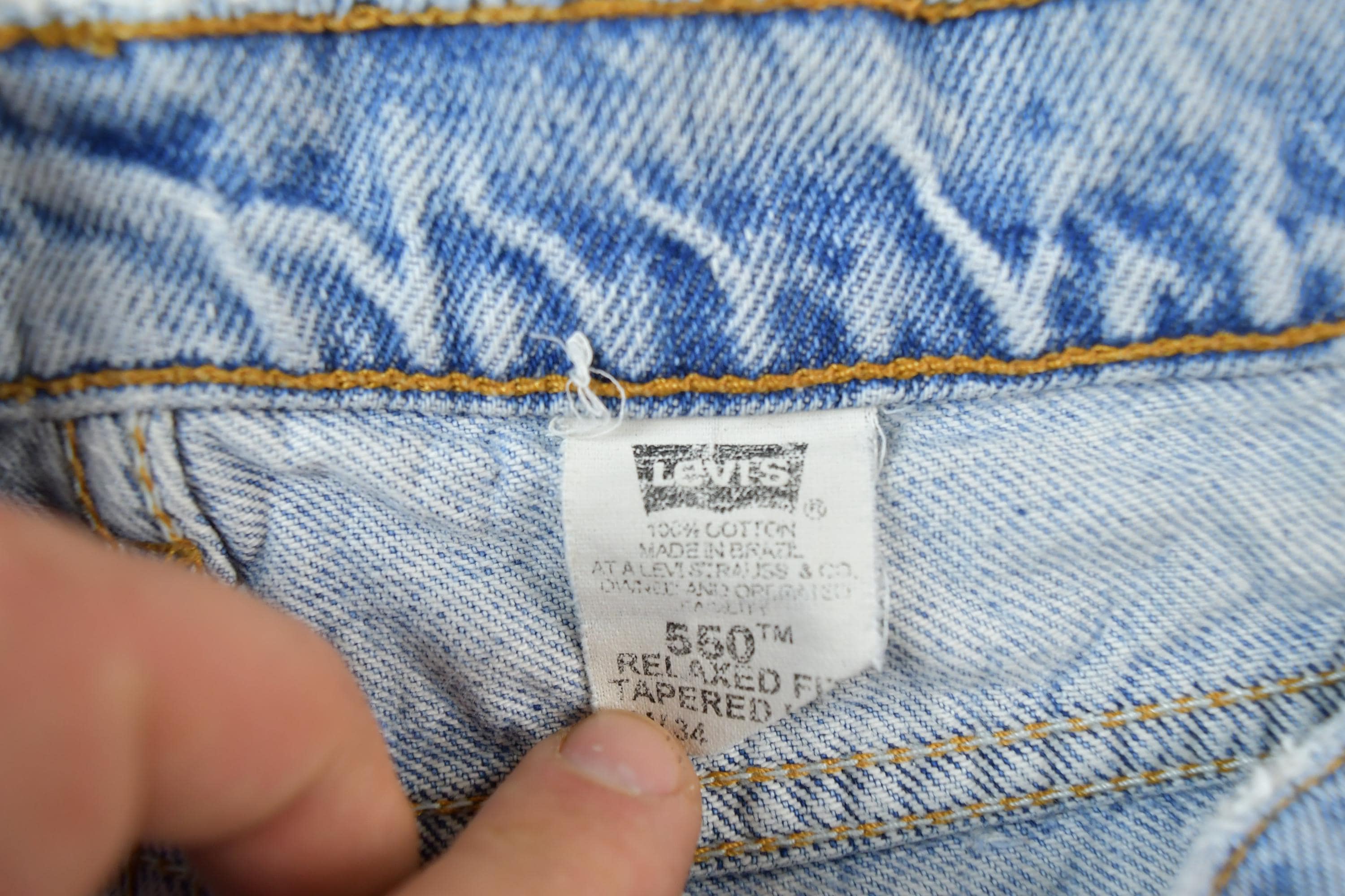 Vintage 1960s Levi Strauss Orange Tab Denim Jeans Size 34 x 30 Made In USA