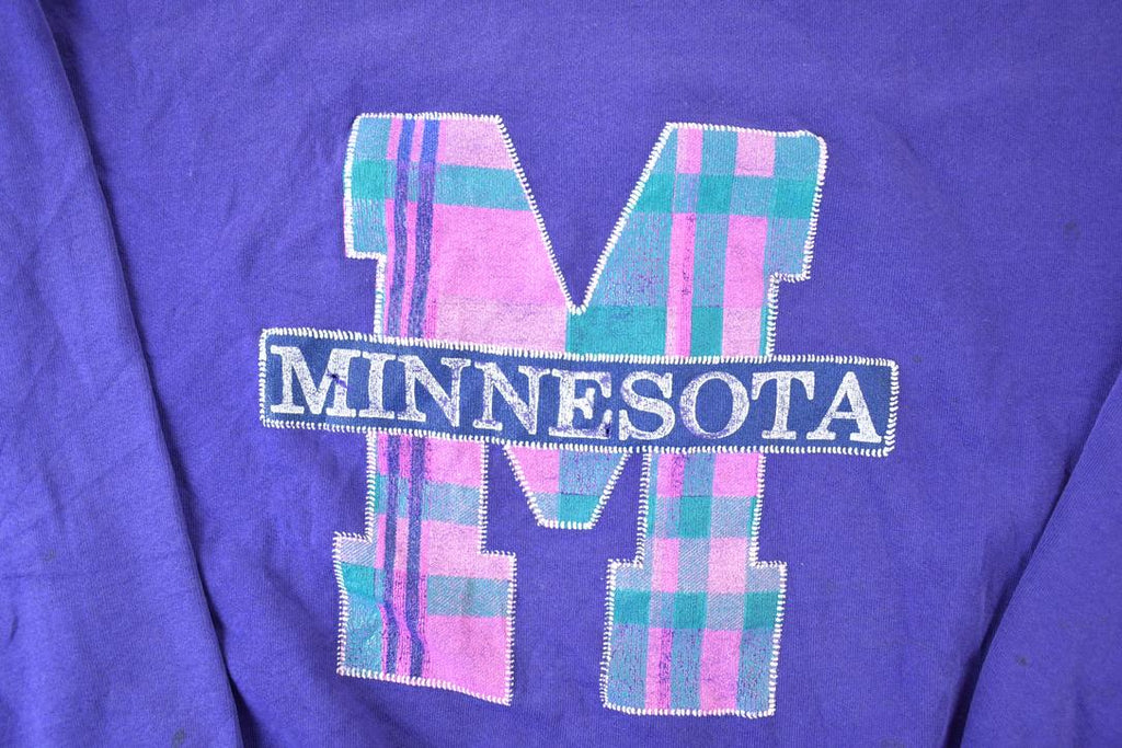 Vintage 1990s Minnesota Big Plaid M Souvenir Crewneck Sweatshirt Made In USA