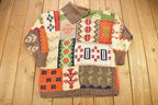 Vintage 1990s Hunt Club Fall Colourway Patch Work Pattern Knitted Crewneck Sweater