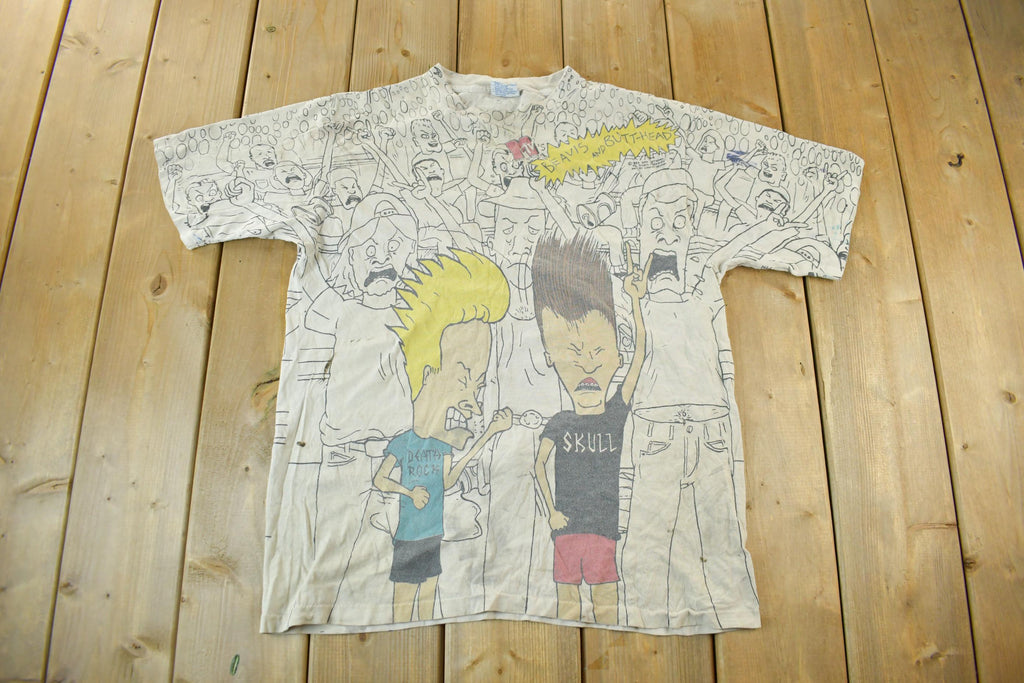 Vintage 1993 Beavis And Butthead MTV All Over Print T-Shirt Men's Medium